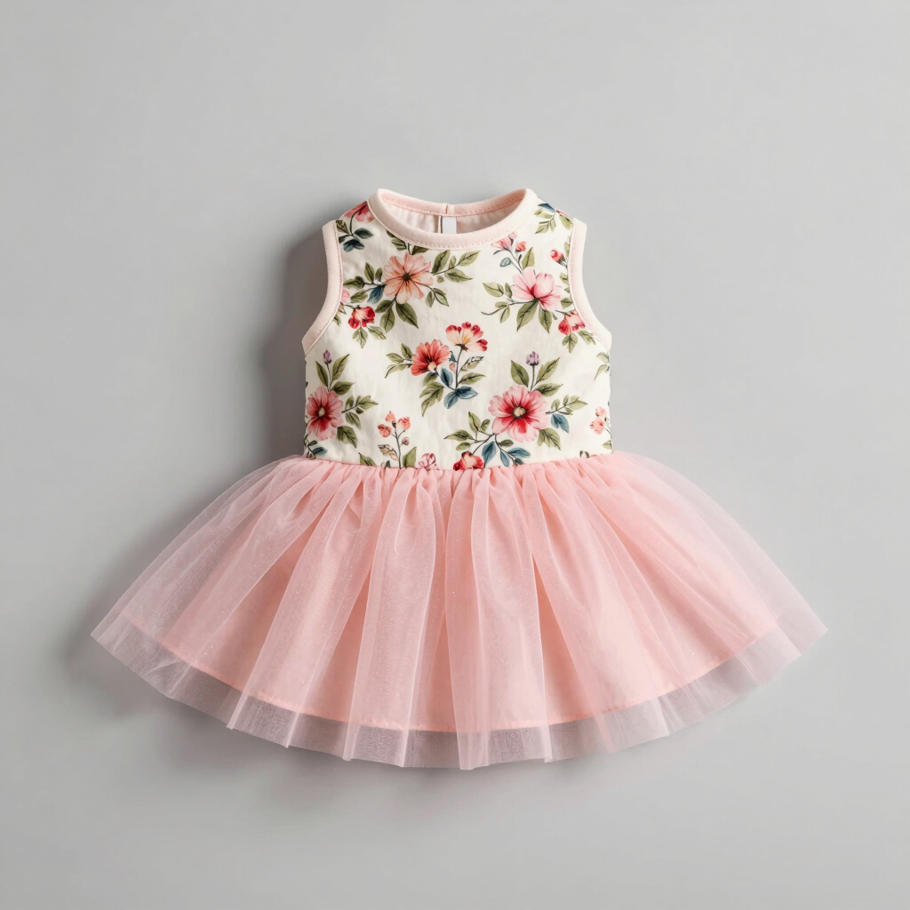 Vestido de Tul Flor de Fresa