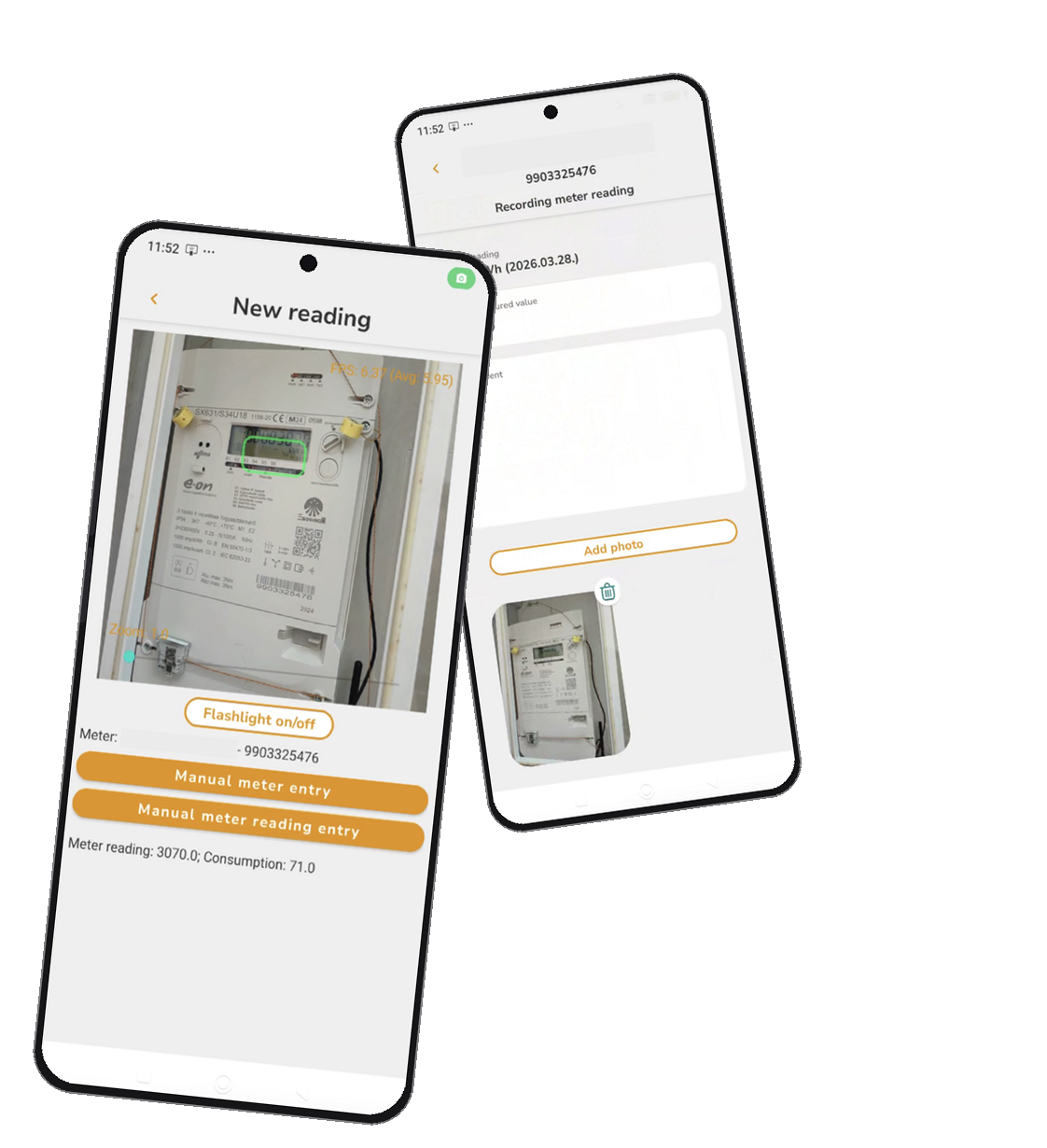 Snapmeter reading a utility meter on a phone