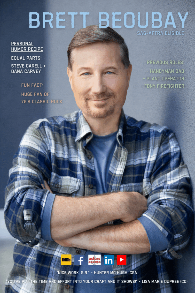 One-sheet of Brett Beoubay in a flannel shirt