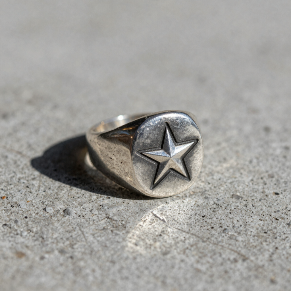 Brutalist Star Signet Ring