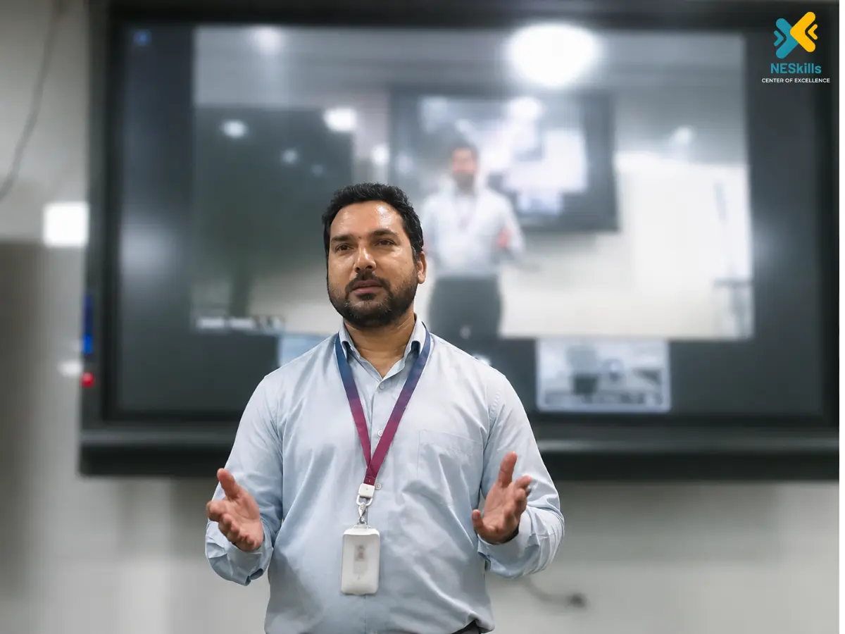 Professional speaking practice session for communication training