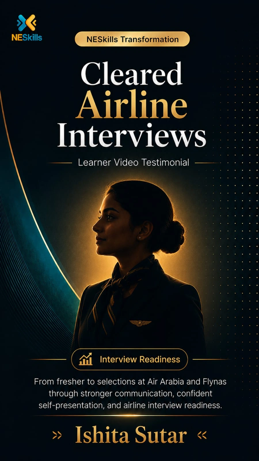 Ishita Sutar airline interview success testimonial for NESkills communication coaching