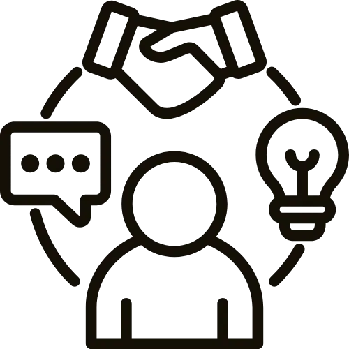 Workplace soft skills training icon for interviews, meetings, clients, and professional confidence