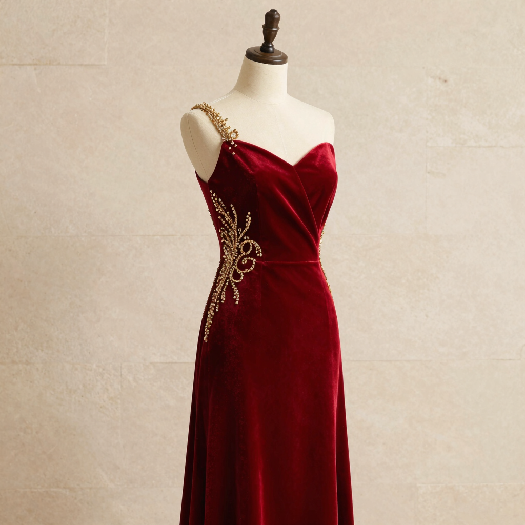 La Robe de Soirée Velours Rubis