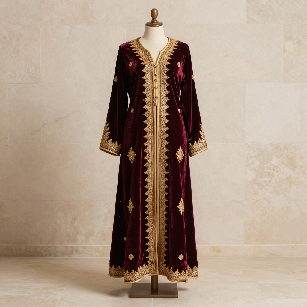 La Djebba Constantinoise en Velours Bordeaux