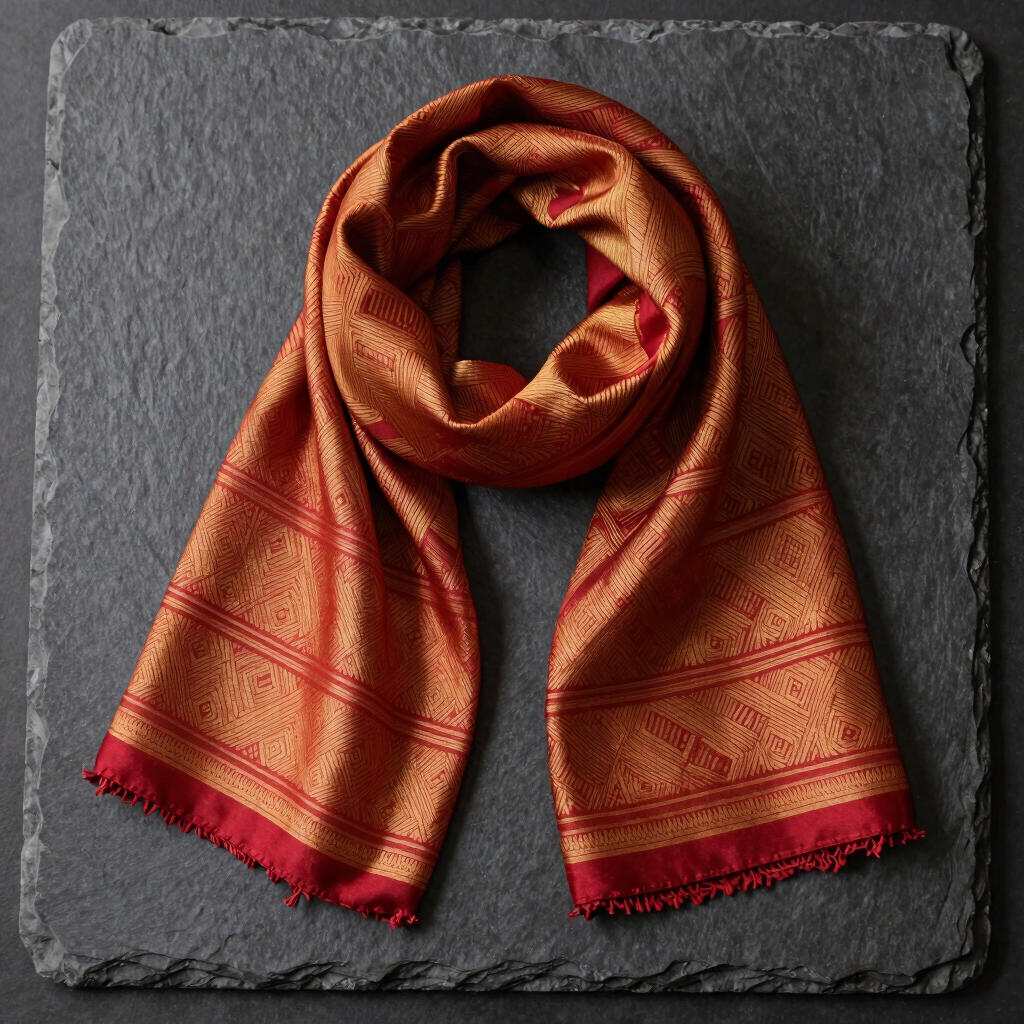 Handwoven Crimson Silk Kishutara Scarf