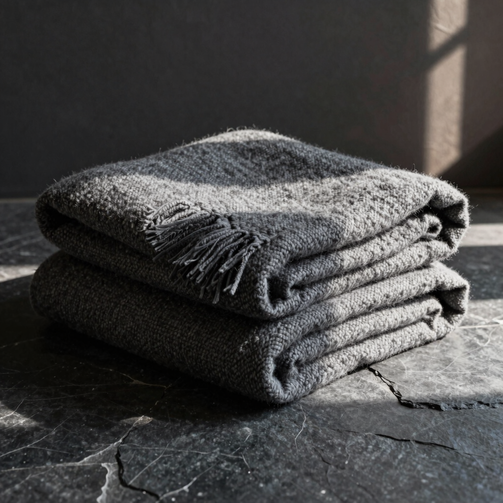 Charcoal Shuttle-Loomed Sofa Blanket