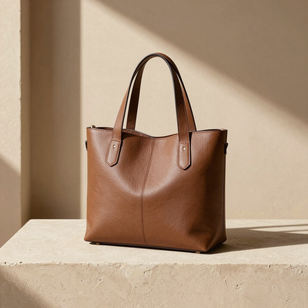 Columnar Leather Tote Bag
