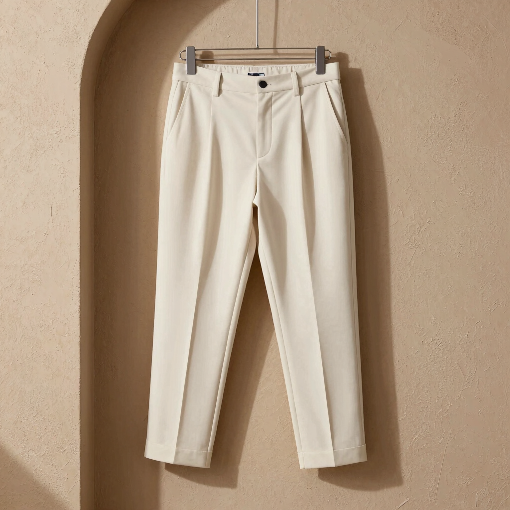 Pleated Bone Wide-Leg Trouser