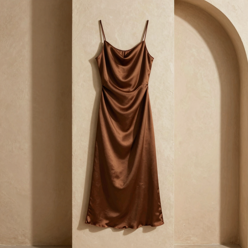 Bias-Cut Espresso Silk Dress