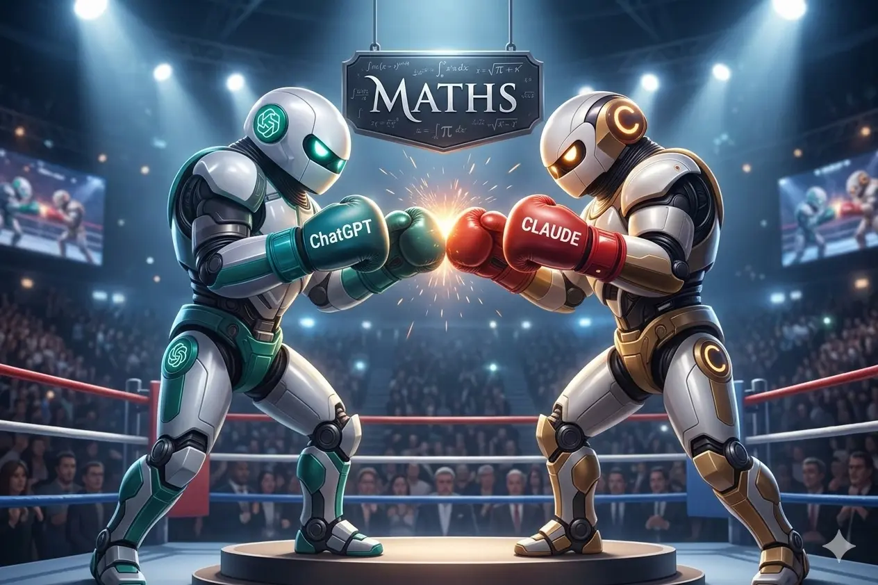 Student solving math problems with AI assistance on laptop
