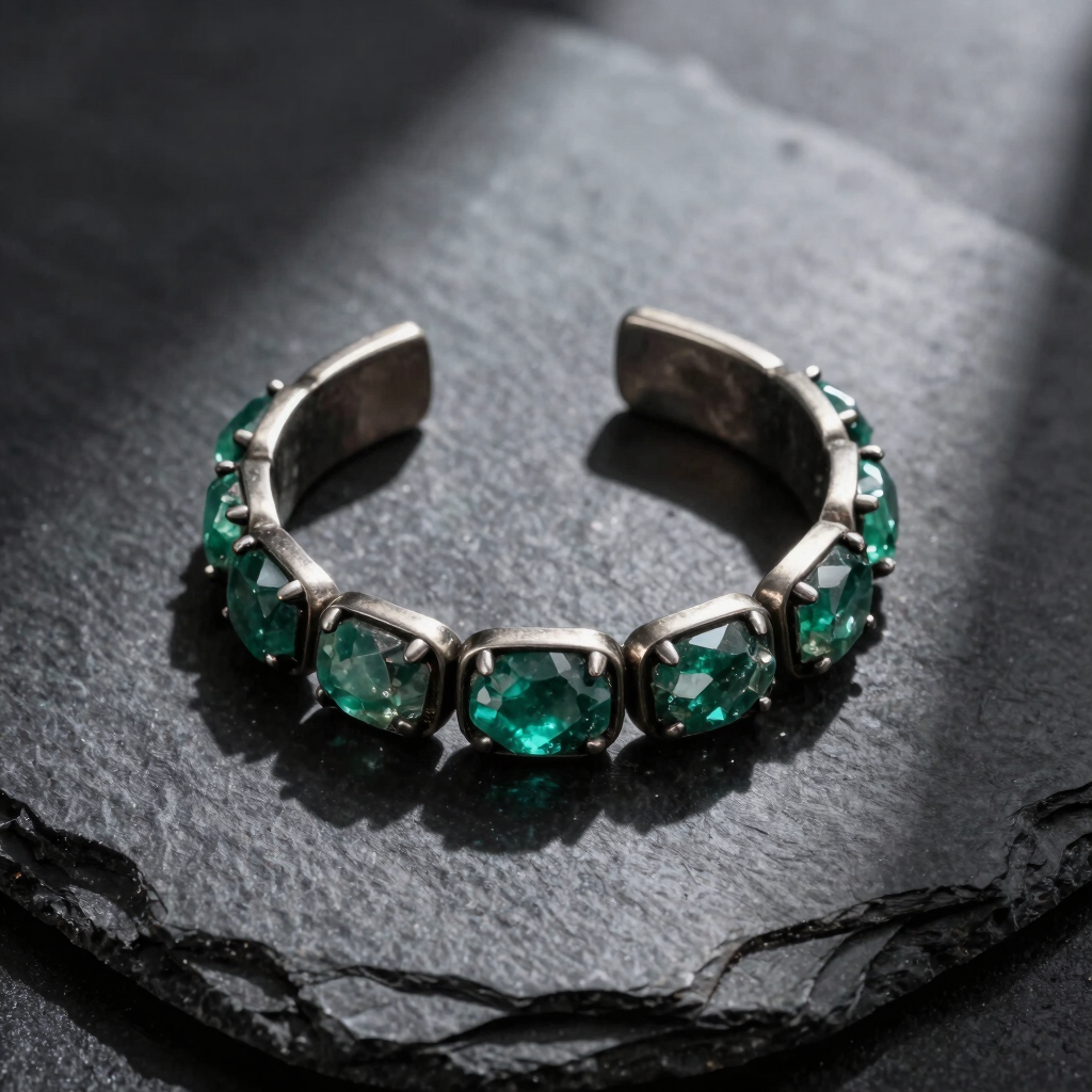 Rough Cut Emerald Cuff
