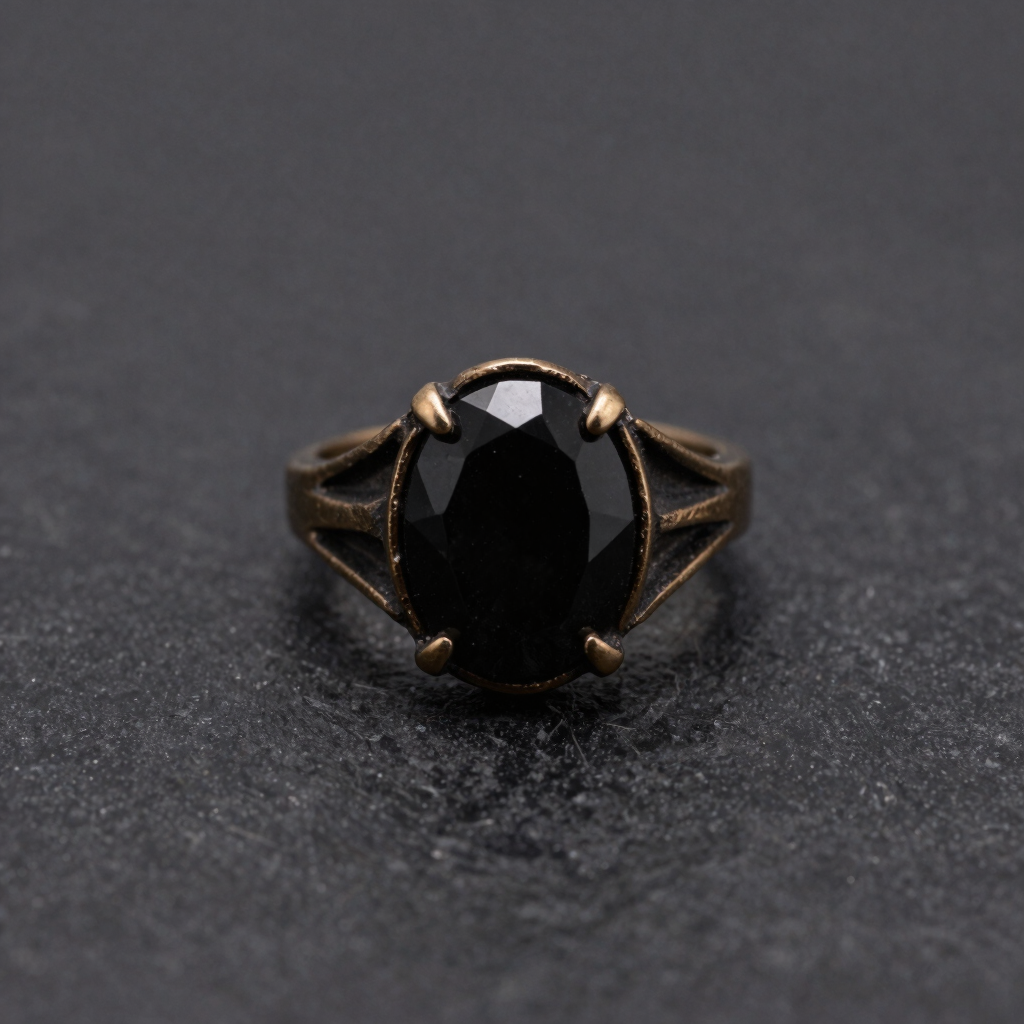 Burnished Obsidian Solitaire Ring