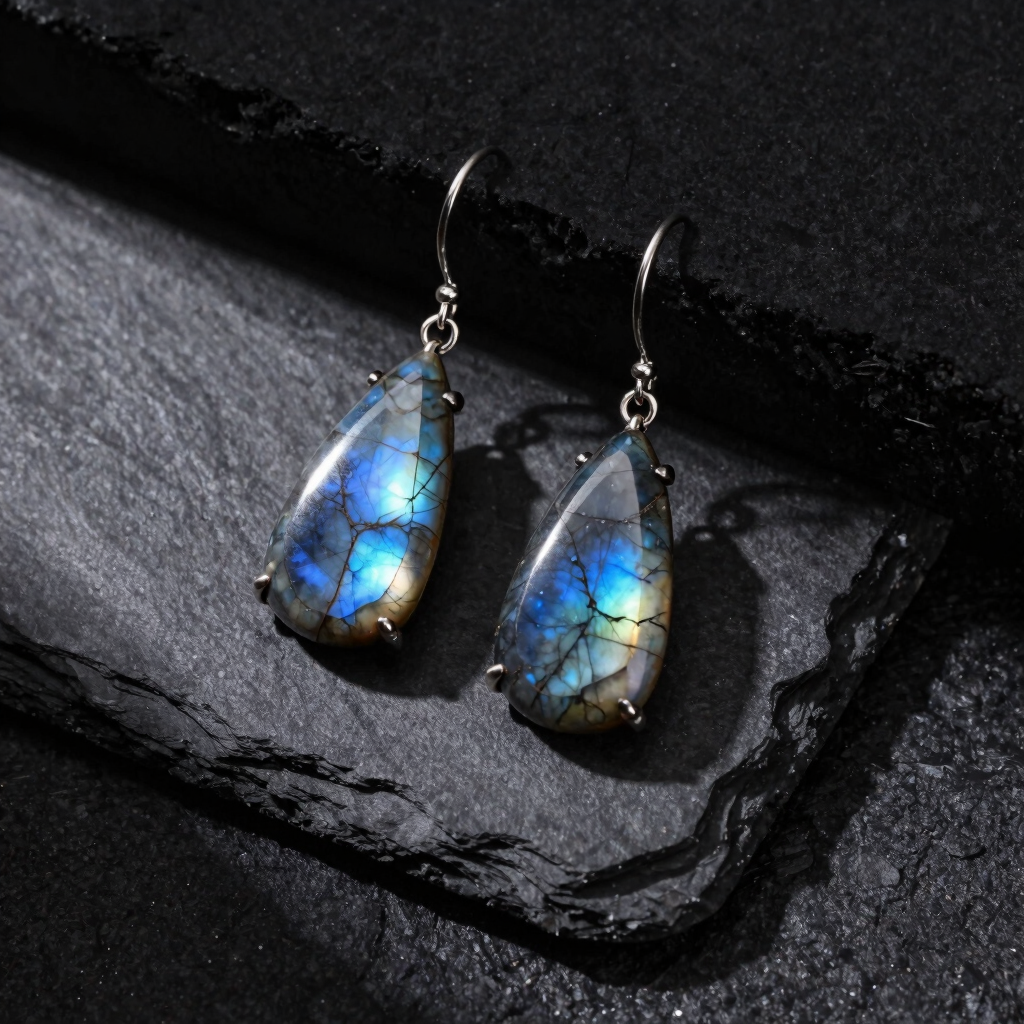 Carved Labradorite Drop Earrings