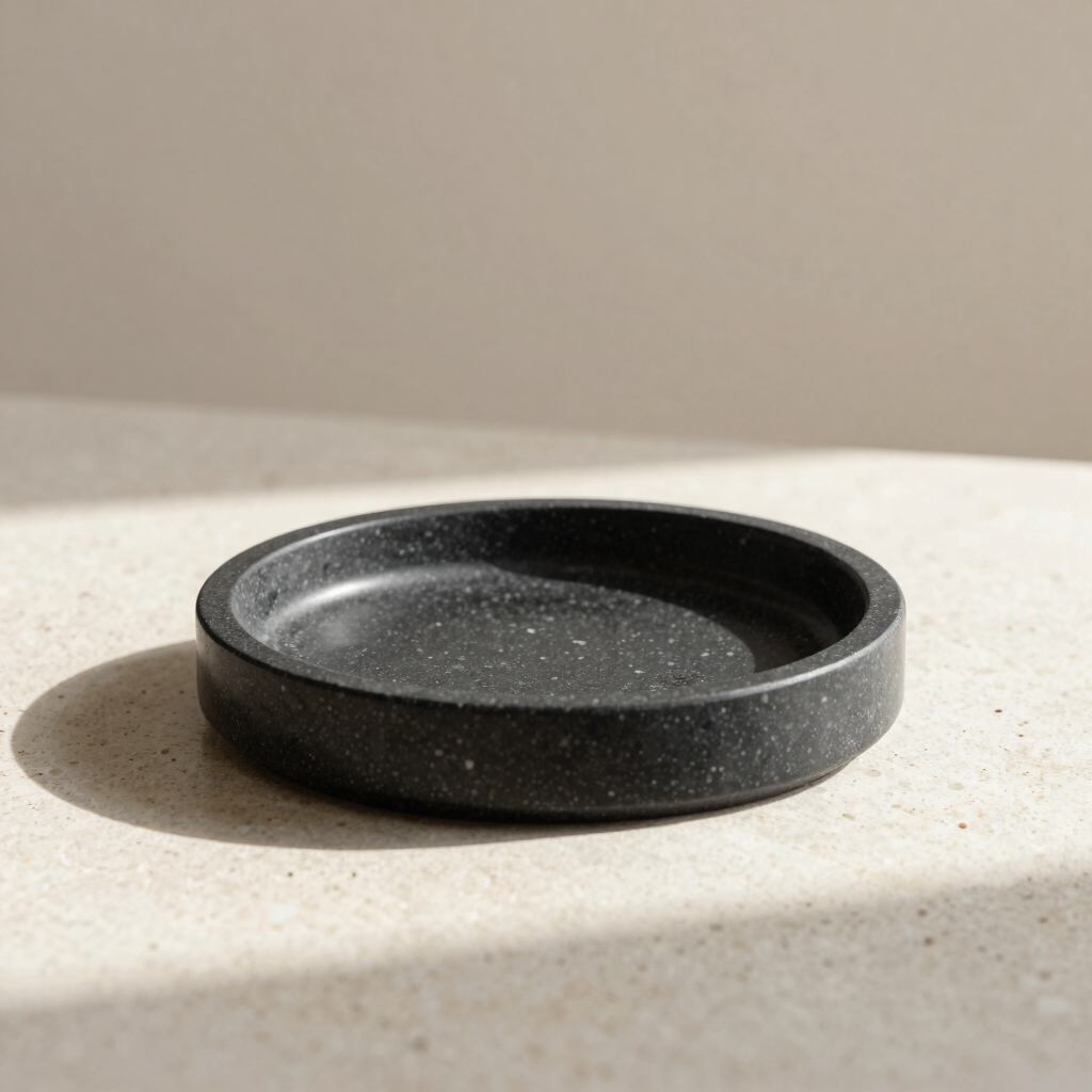 Matte Black Travertine Incense Dish