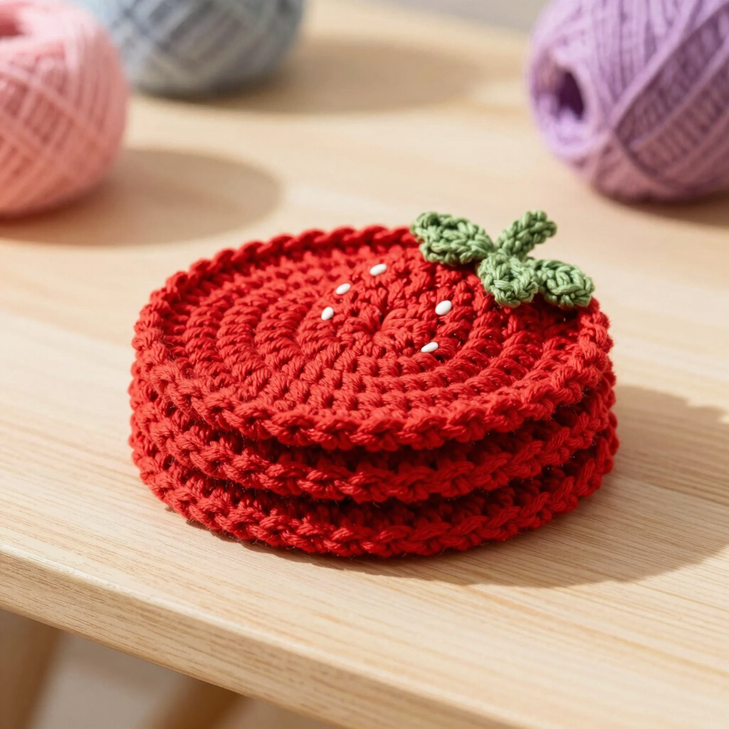 Berry Sweet Crochet Coaster Set
