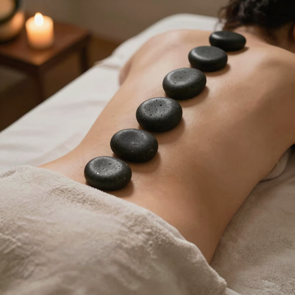 Warme Basaltstein-Massage