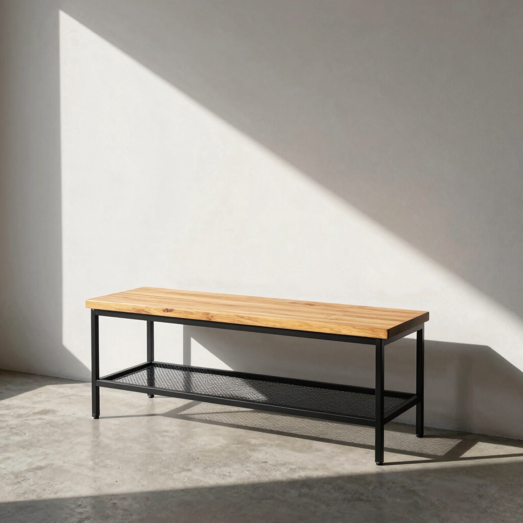 Grid-Base Two-Tier Shoe Bench