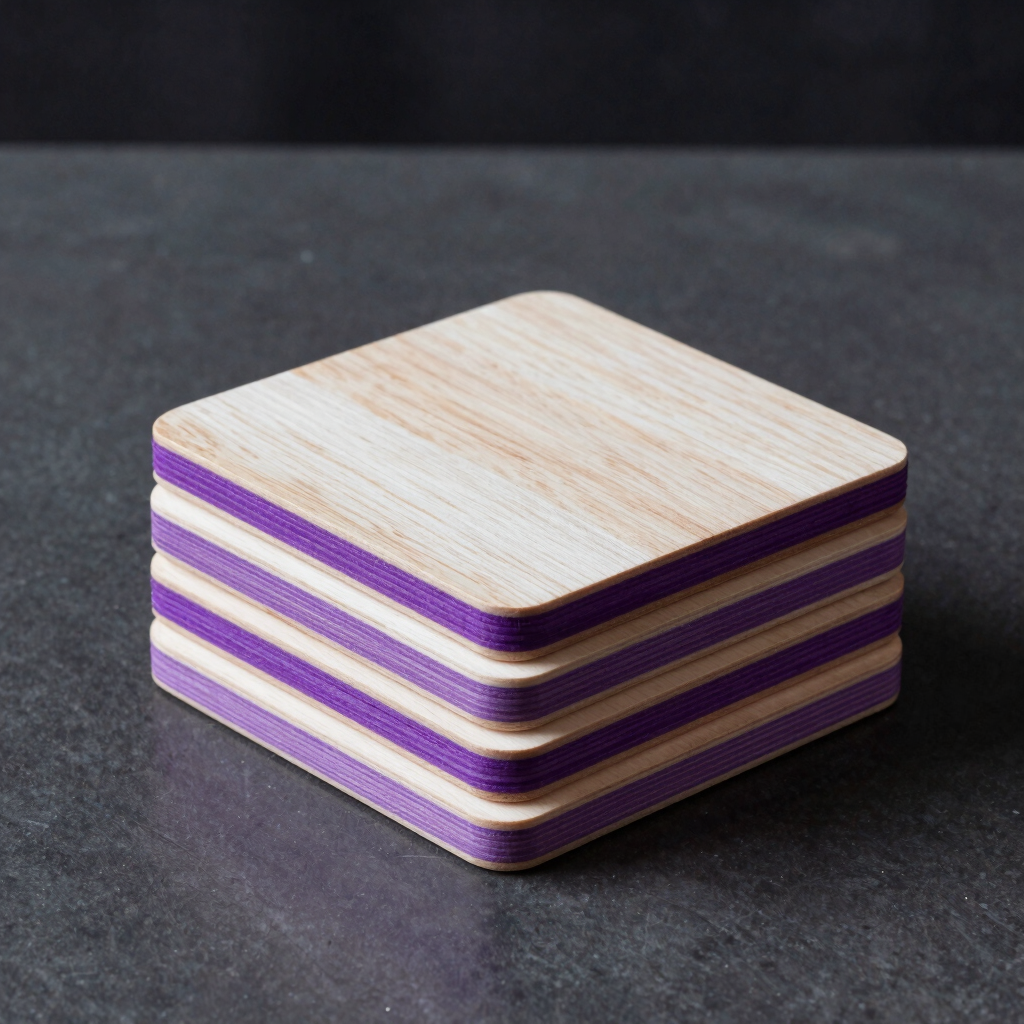 Geometric Oak Coaster Set