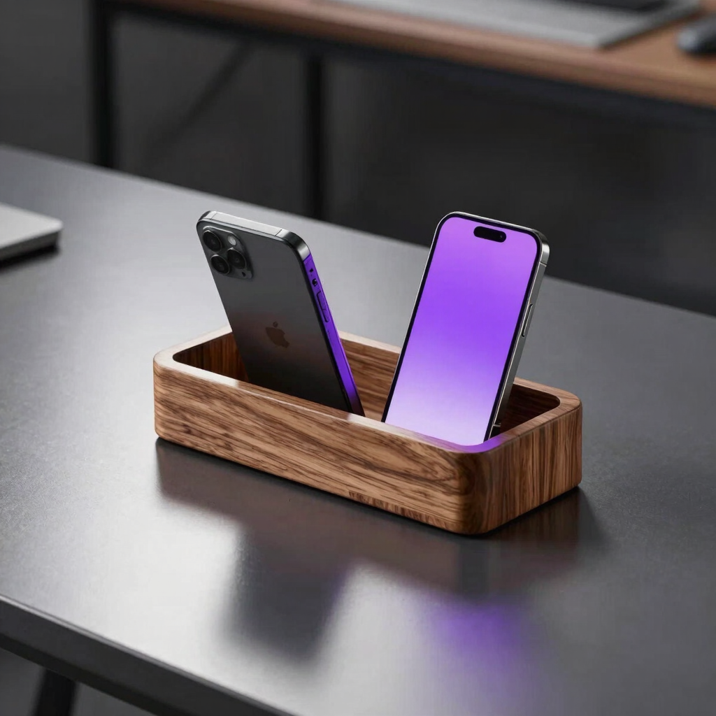 Cybernetic Walnut Desk Organizer