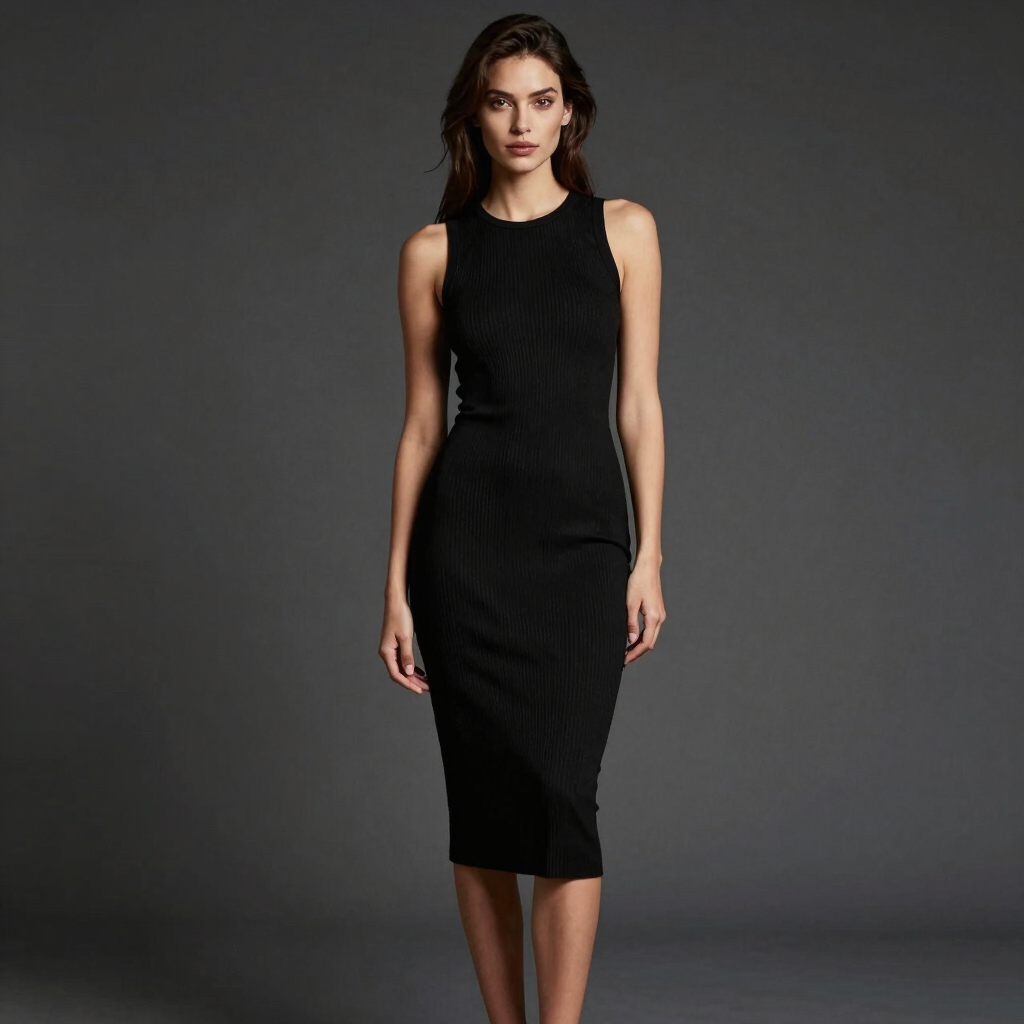 Celluloid Ribbed Bodycon Midi Dress