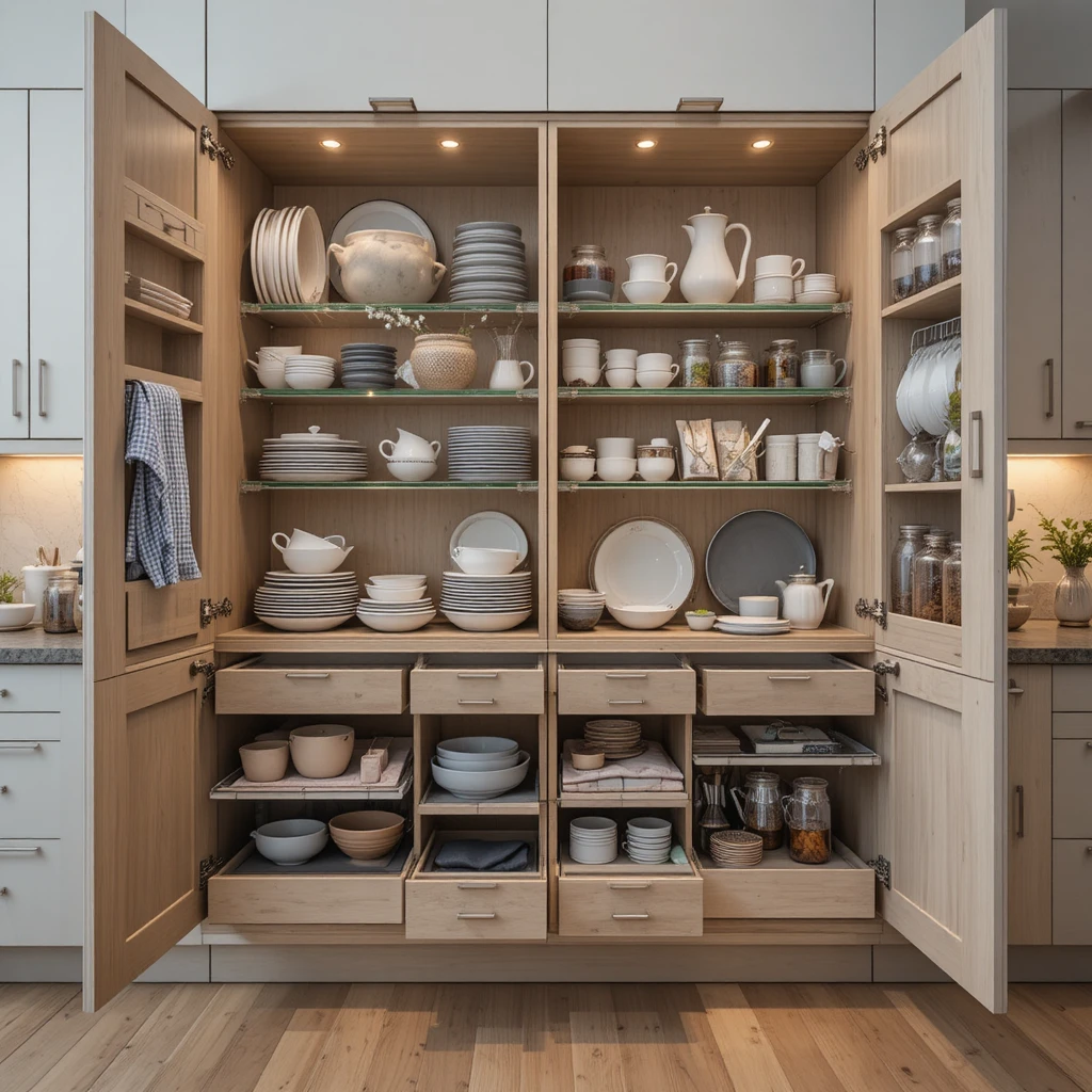 A kitchen countertop during the decluttering process