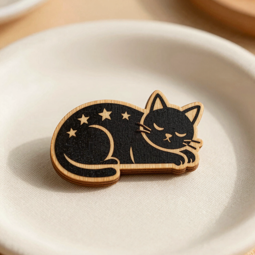 Prendedor de Madera Gato Cósmico