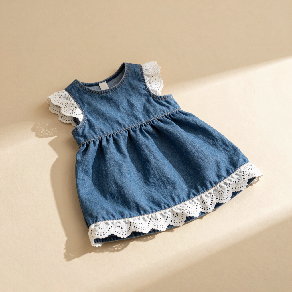 Vestido Denim con Encaje