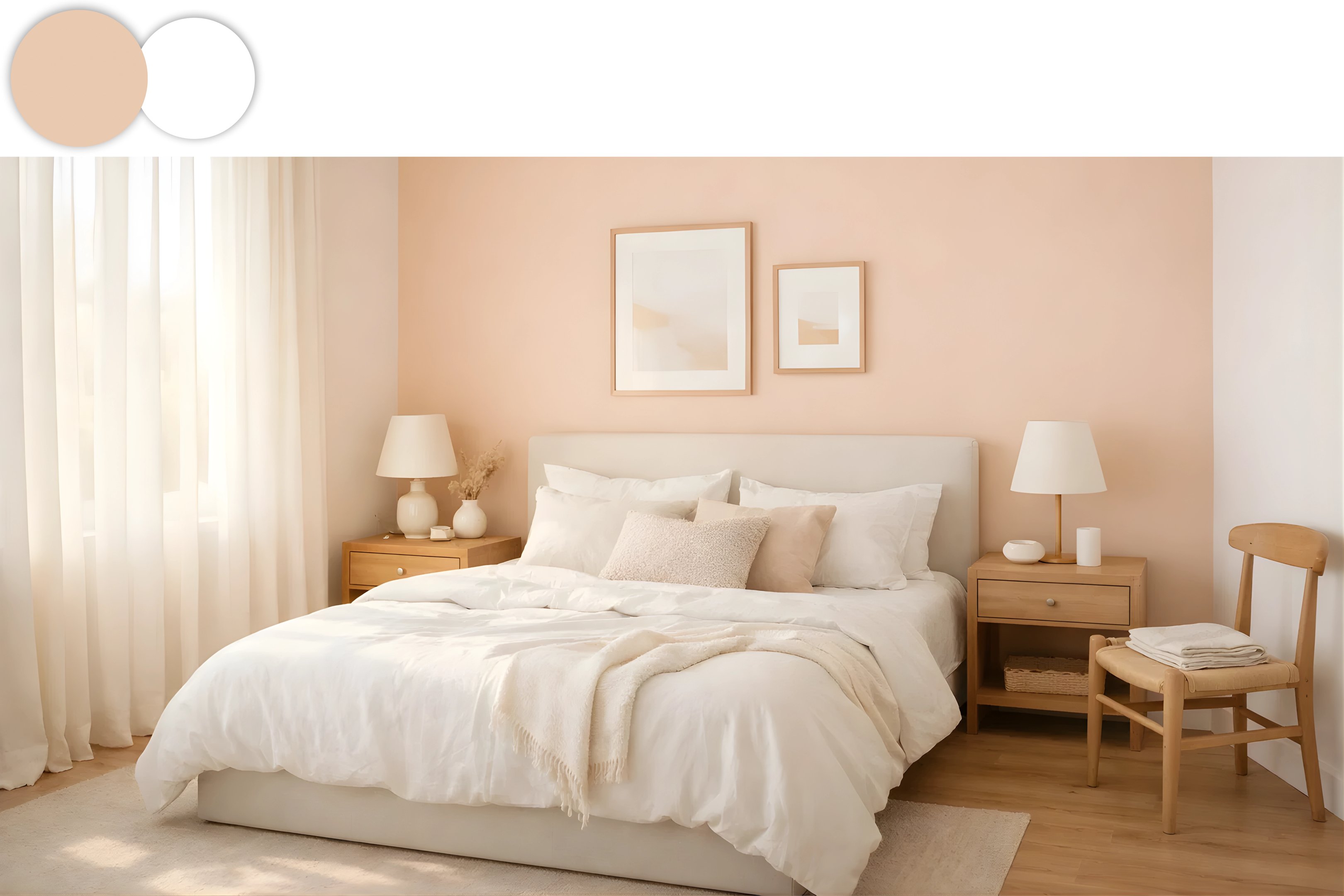 peach and white
