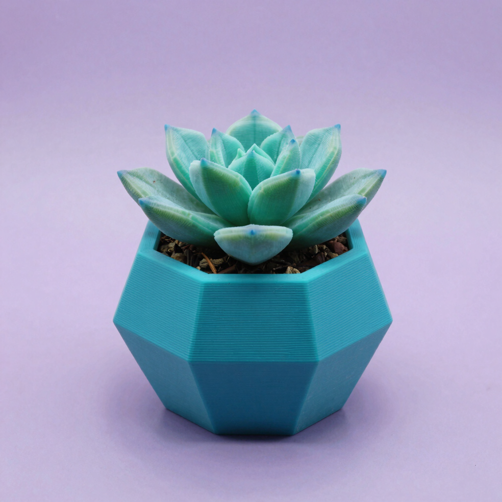 Vaso Geométrico Turquesa 3D