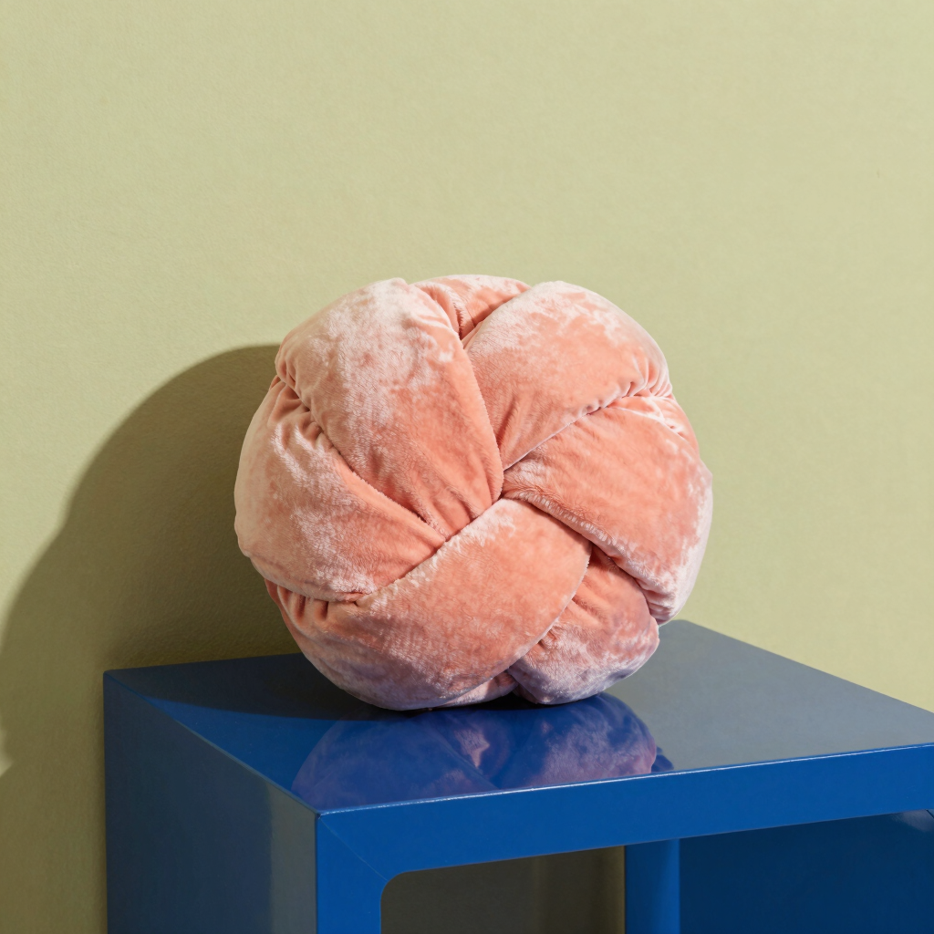 Electric Peach Velvet Knot Pillow