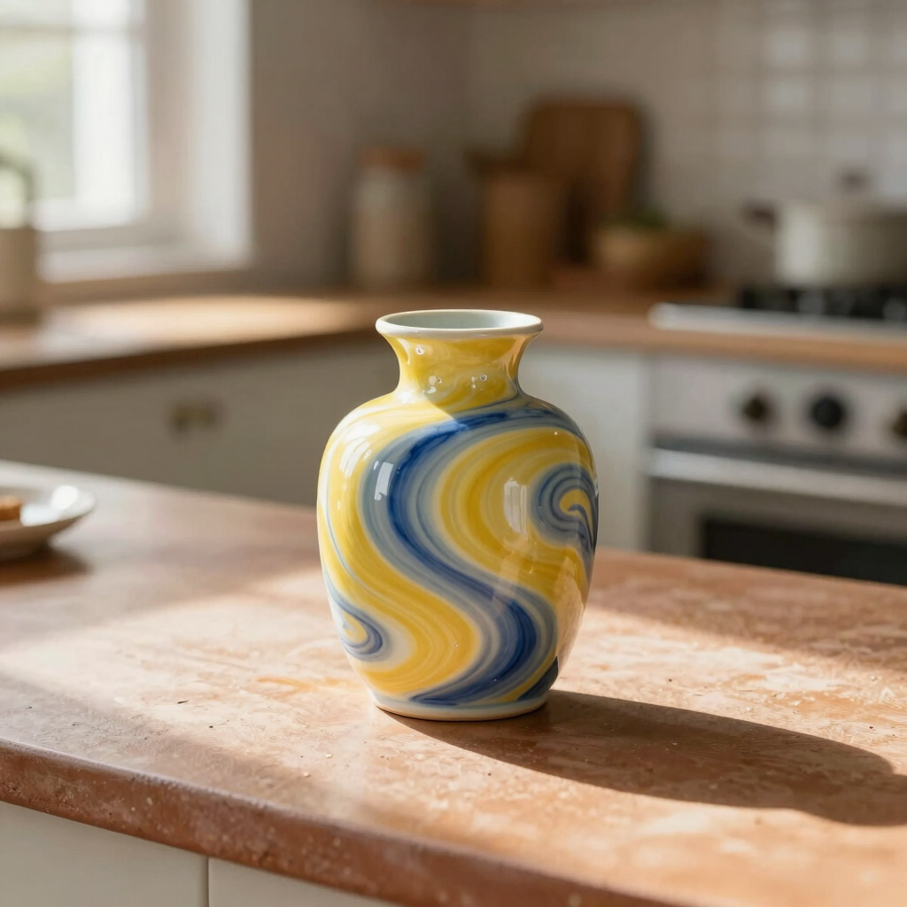 Marbled Stoneware Bud Vase