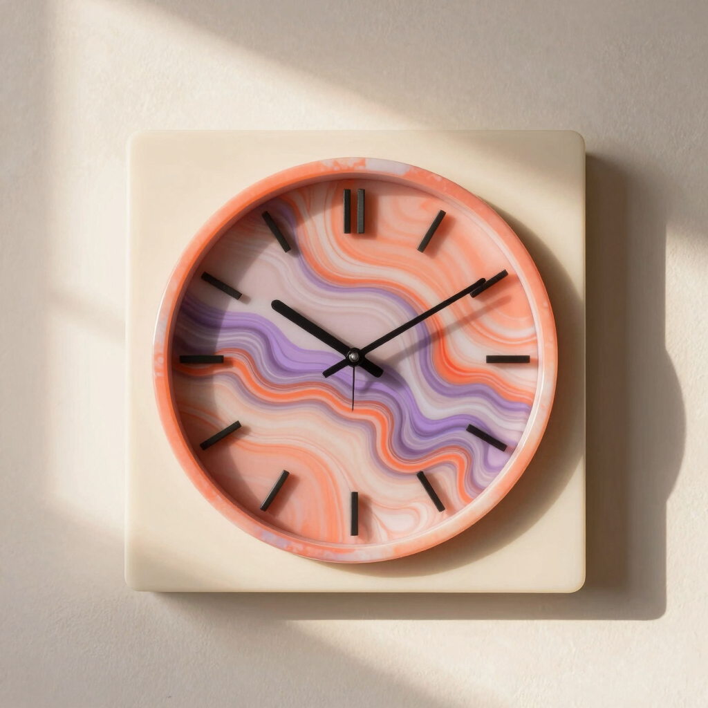 Pastel Wave Resin Wall Clock