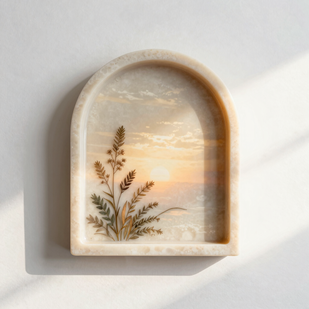 Sunset Coral Resin Arch Tray