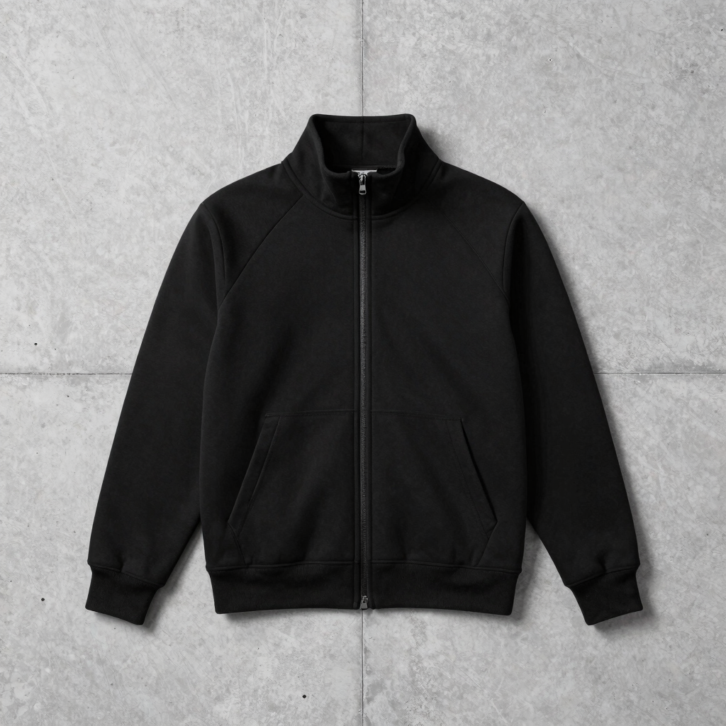 Covered structural zip sweat jacket