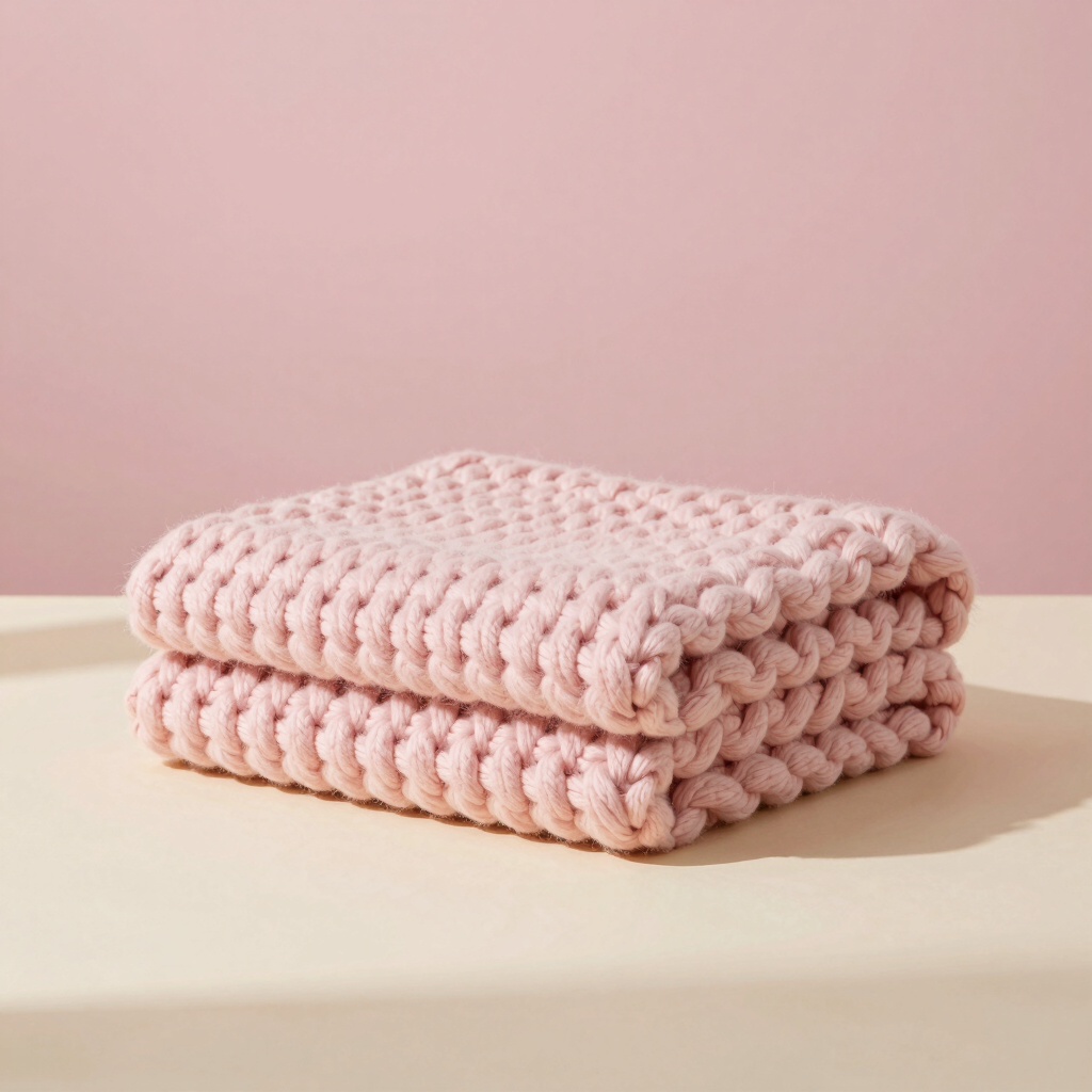 Chunky Pastel Pink Throw Blanket