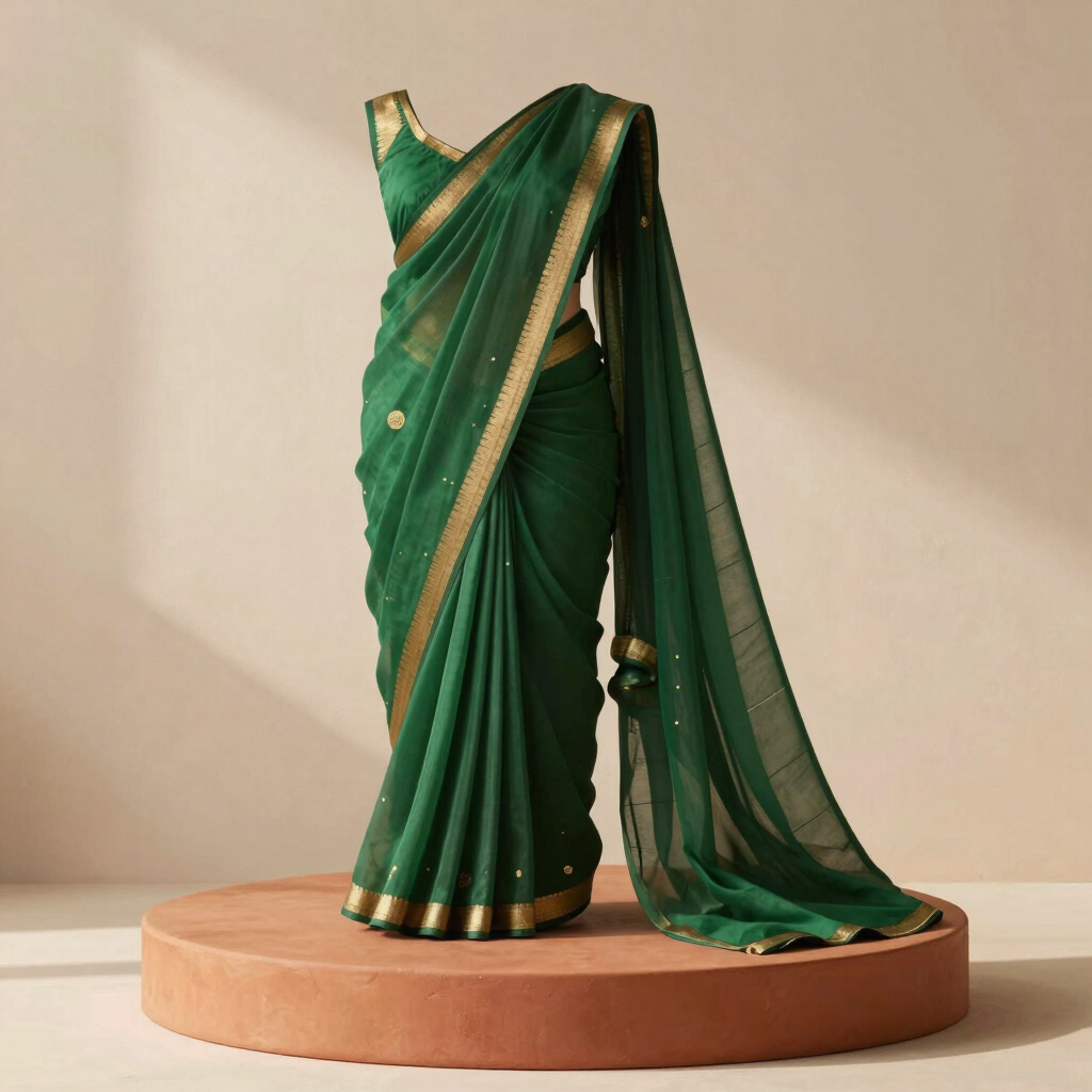 Chanderi Silk Cotton Forest Saree