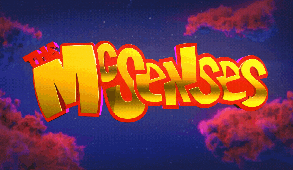 The McSenses logo in stylized yellow and red 3D text against a purple night sky with clouds.