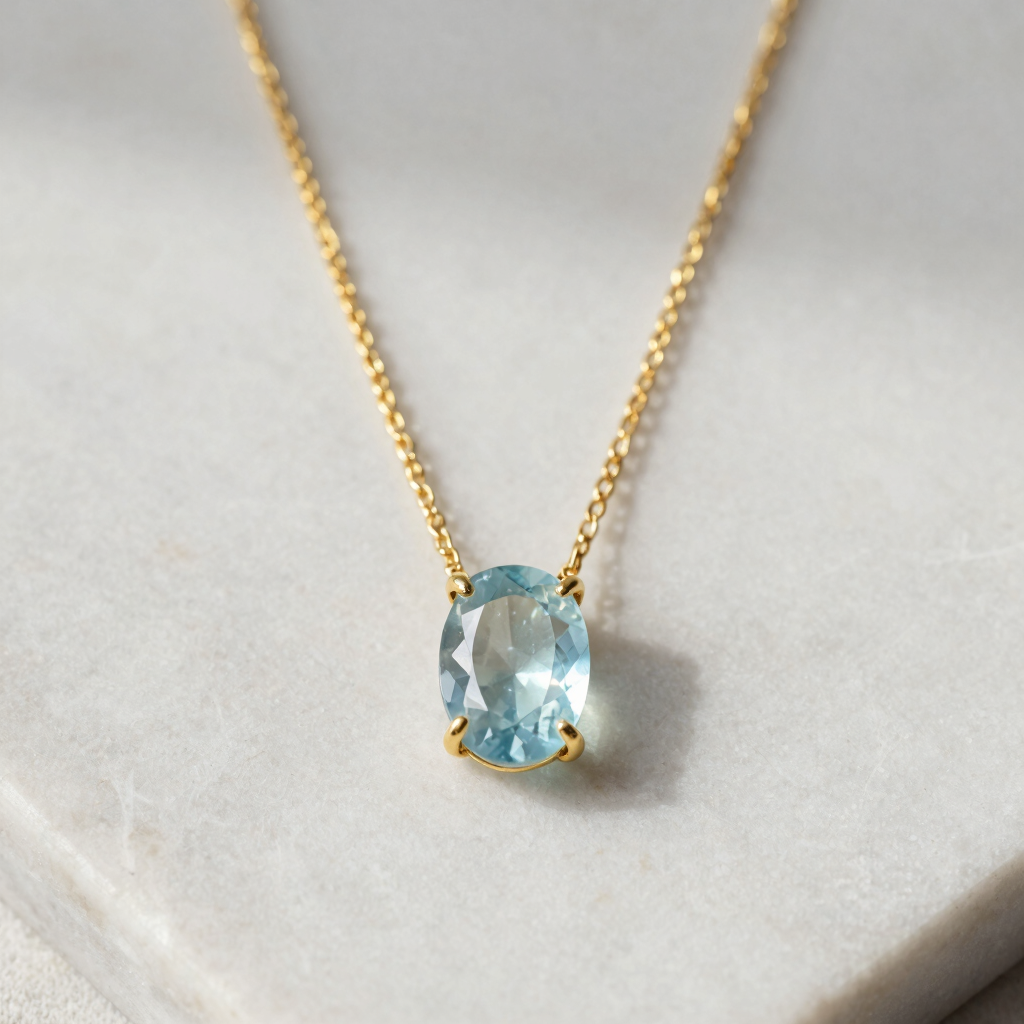 Raw Aquamarine Solitaire Pendant