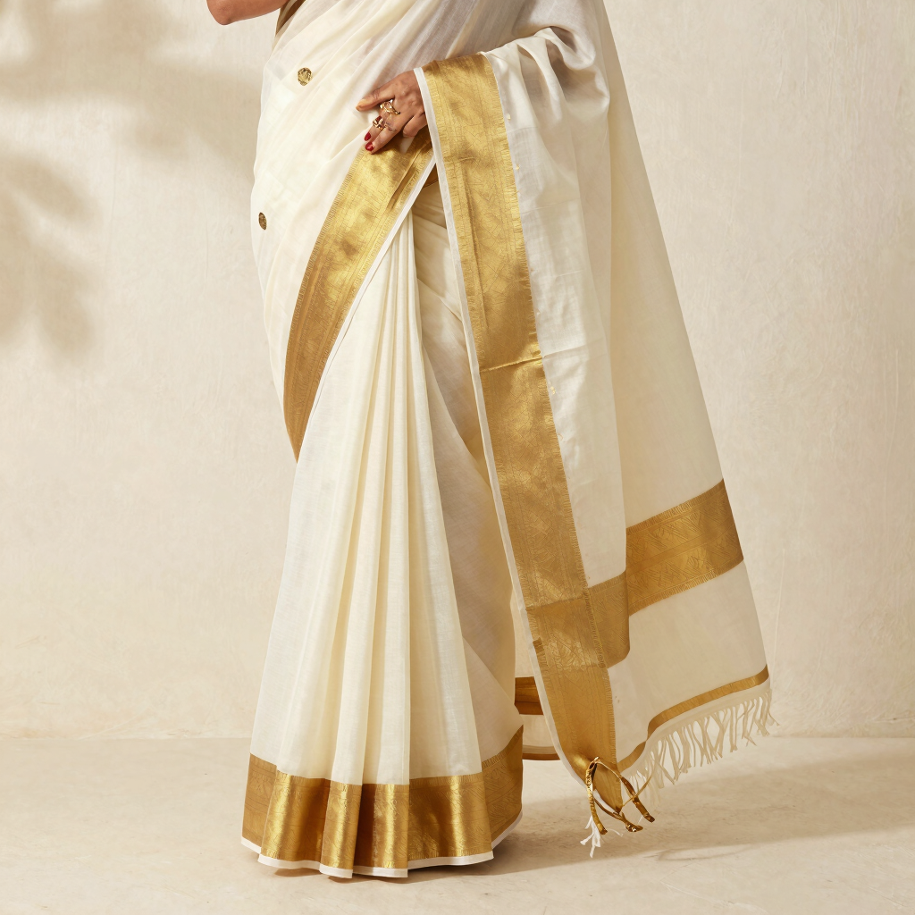 Golden Kasavu Kerala Saree