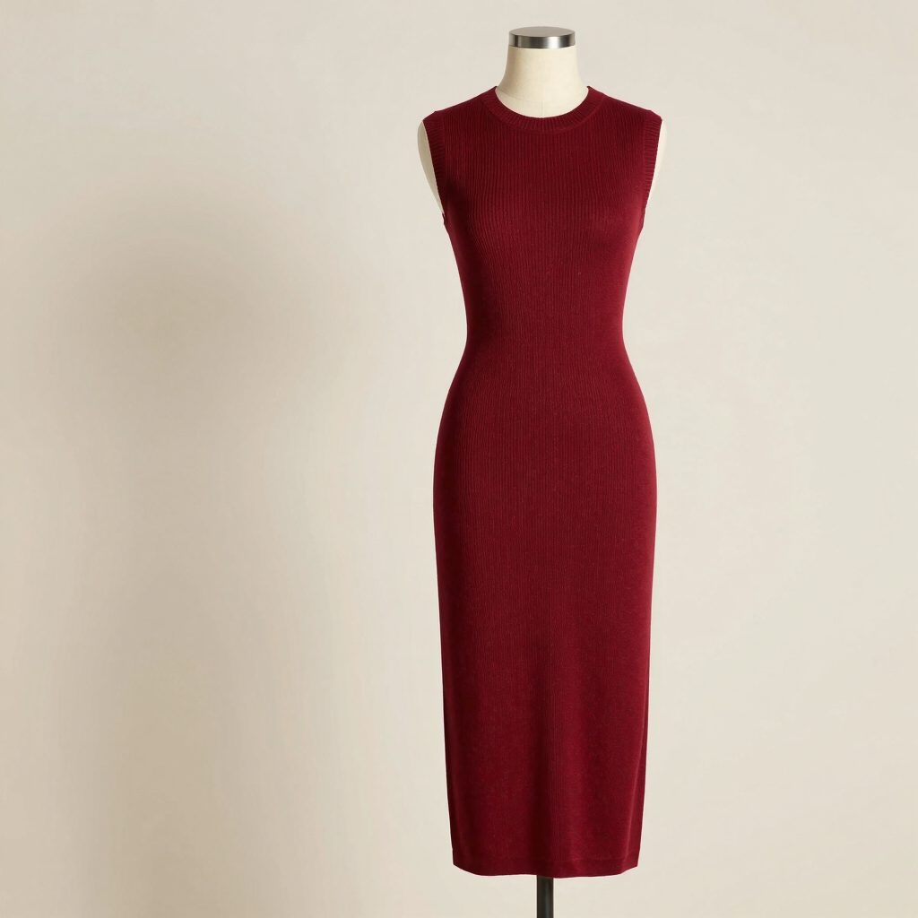 Crimson Knit Midi Dress