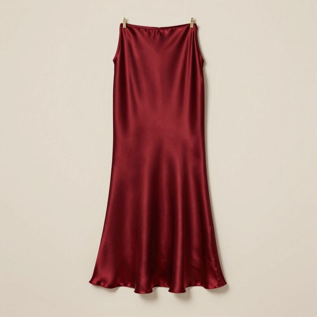 Crimson Silk Slip Skirt