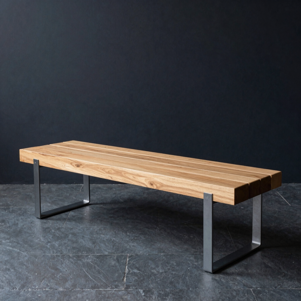 Low-Profile Oak & Steel Shoe Bench
