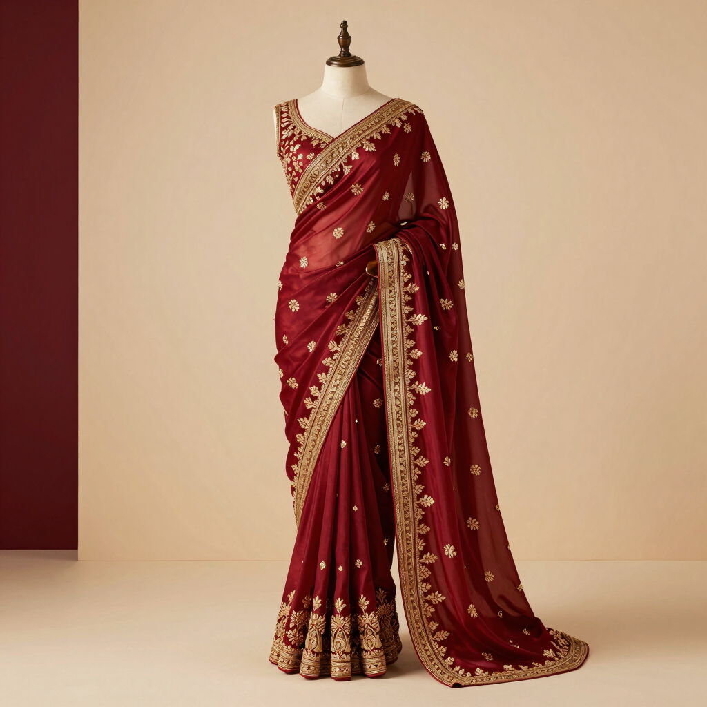 Crimson Bridal Heritage Saree