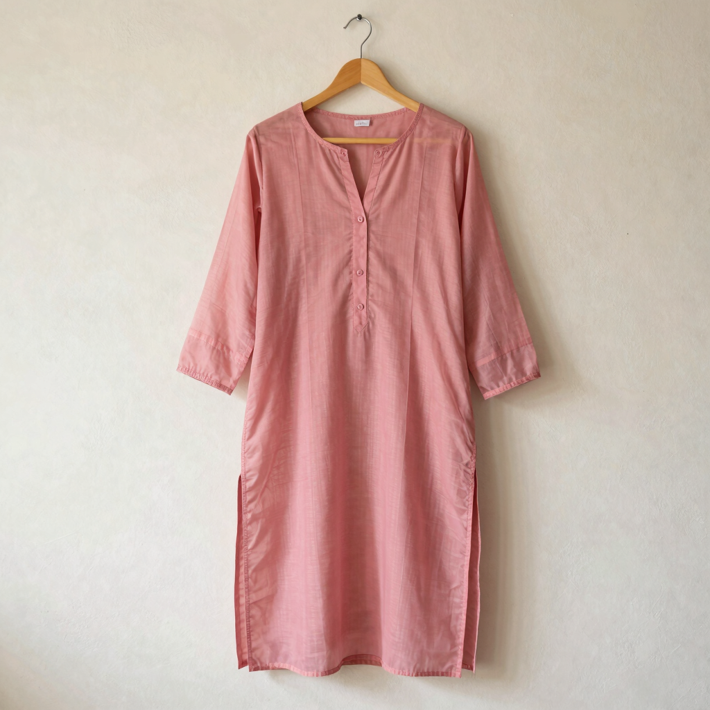 Blush Pink Organza Kurti Set