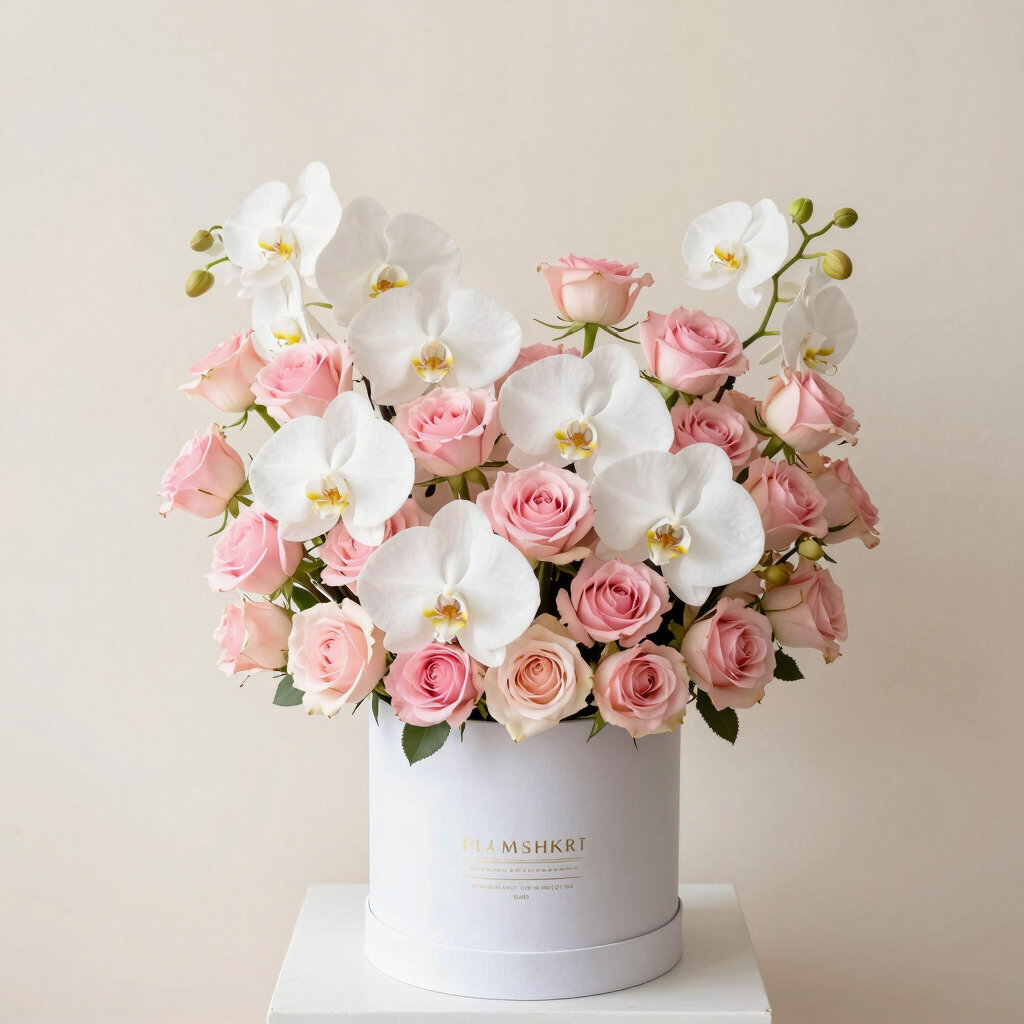 Caja Premium de Orquídeas y Rosas