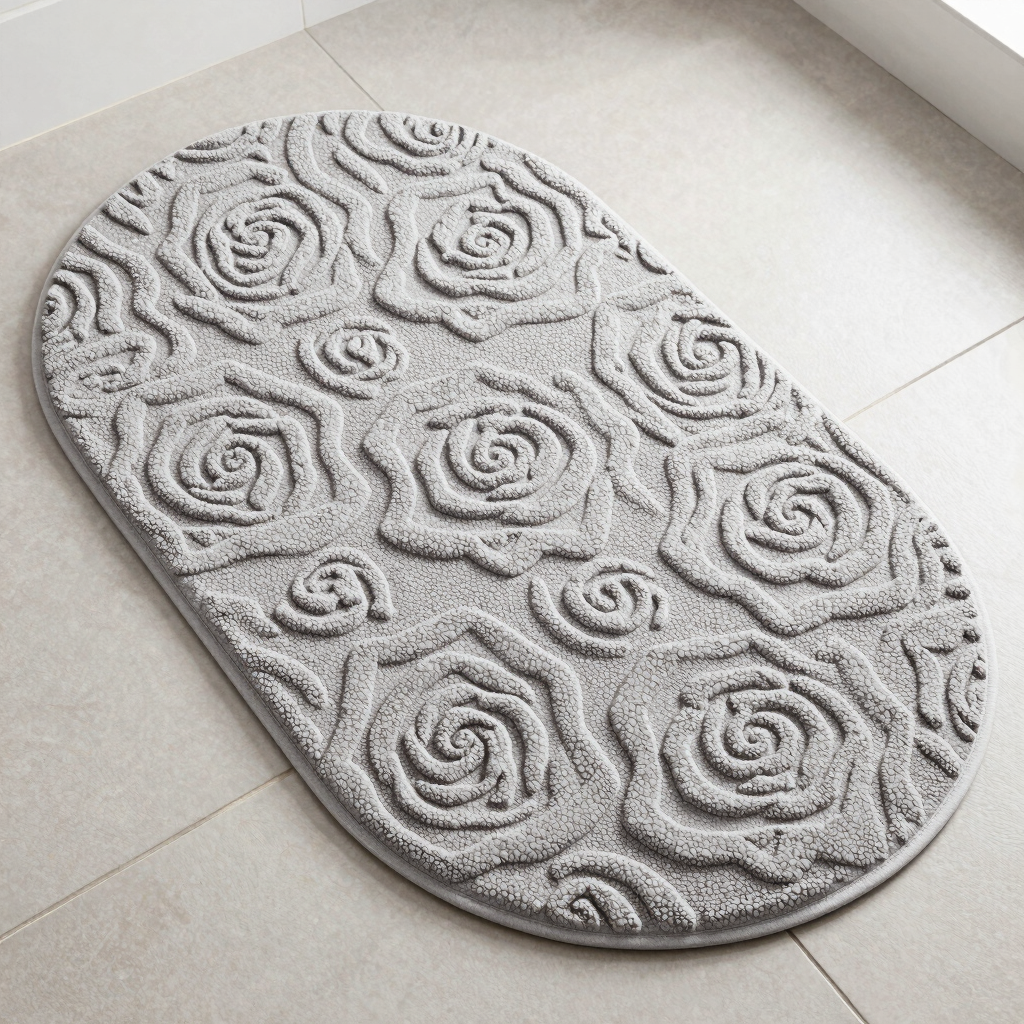 Klasik Kabartmalı Oval Banyo Paspası