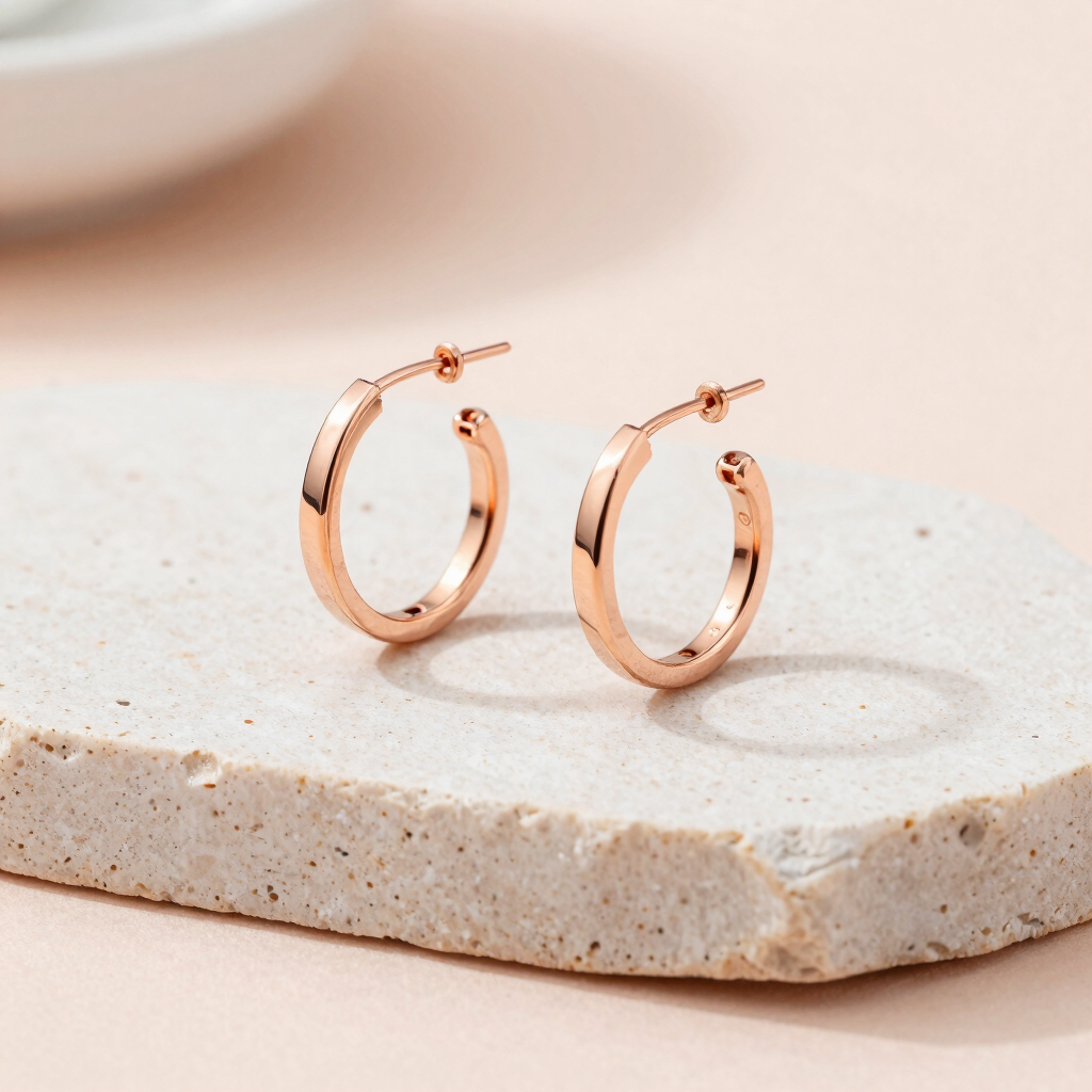 Boucles d'oreilles Lune Rose
