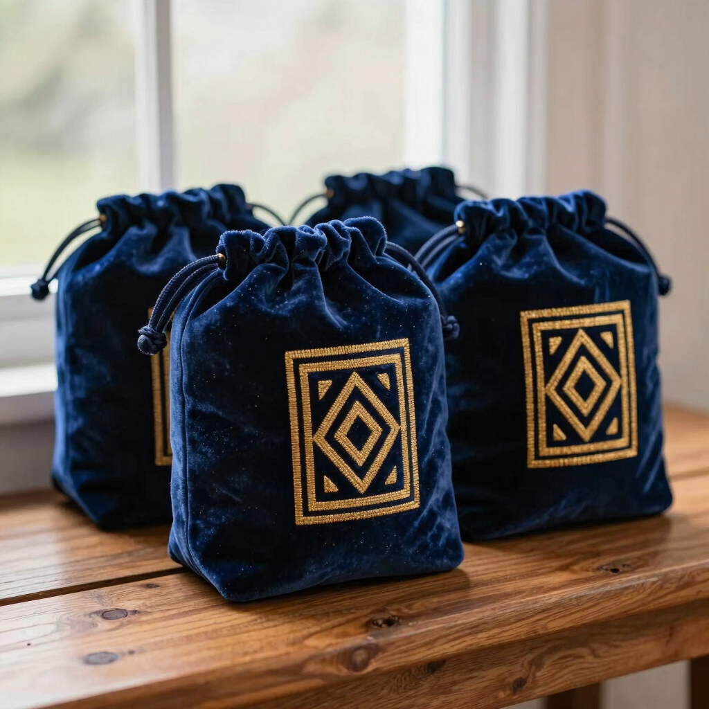 Embroidered Velvet Tefillin Bag Set