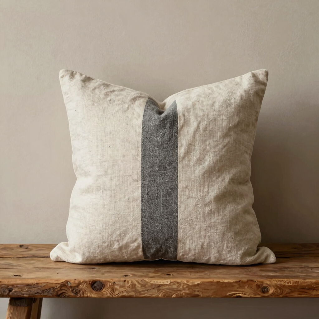 Charcoal Stripe Linen Cushion